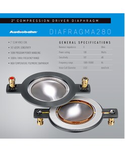 Foto 3 | Diafragma Reemplazo Para Tweeter 2'' Audiobahn Diafragma280