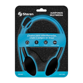 Foto 2 | Audífonos Multimedia Steren Aud-505cazu Doble Plug 3,5 mm Ultraligeros para Computadora color Azul