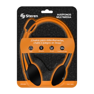 Foto 2 | Audífonos Multimedia Steren Aud-505cna Doble Plug 3,5 mm Ultraligeros para Computadora color Anaranjado