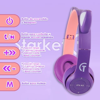 Foto 3 | Audífonos Diadema Orejas de Gato Starket Sk-2004