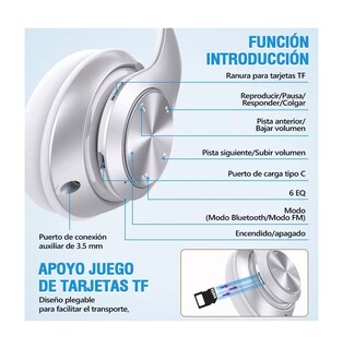 Foto 3 | Audífonos de Diadema Belug Inalámbricos Bluetooth color Plata