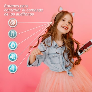 Foto 3 | Diadema Audífonos Starket SK-2004 color Rosa Orejas de Gato Bluetooth