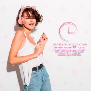 Foto 4 | Diadema Audífonos Starket SK-2004 color Rosa Orejas de Gato Bluetooth