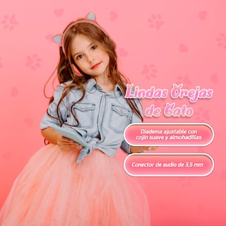 Foto 5 | Diadema Audífonos Starket SK-2004 color Rosa Orejas de Gato Bluetooth