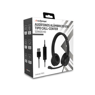 Foto 8 | Audífonos Alámbricos De Diadema Conexión Usb Con Micrófono Tipo Call Center, Redlemon, Negro, 83410-bl