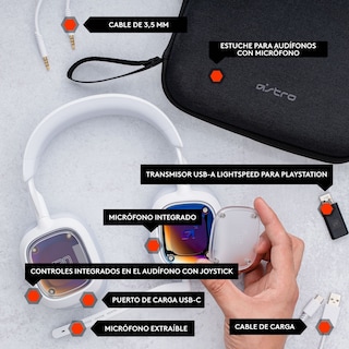 Foto 7 | Audífonos Inalámbricos Gaming Logitech Astro A30 Lightspeed color Blanco con Micrófono Extraíble para Xbox