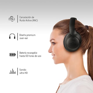 Foto 2 | Audífonos Inalámbricos Bluetooth Diadema Cancelación Activa de Ruido Akane Negro 83214-bl