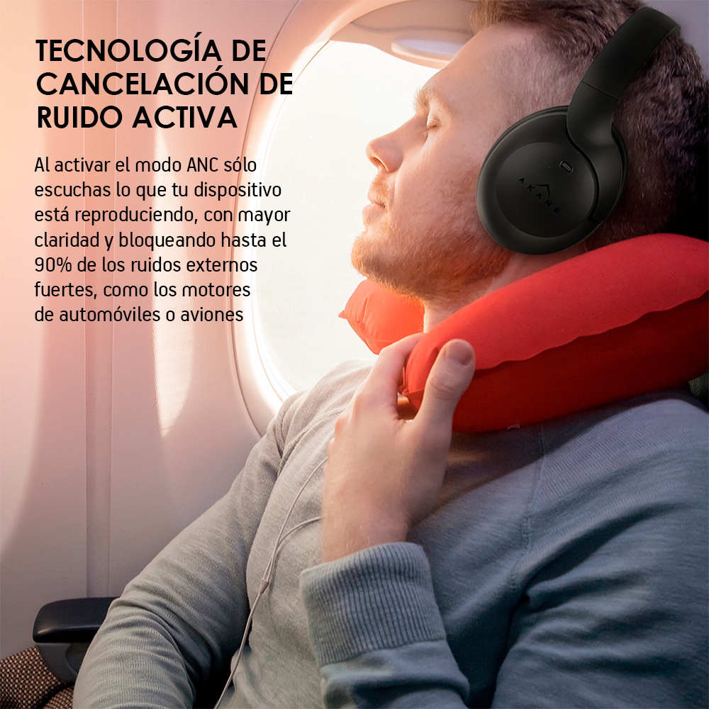 Foto 4 pulgar | Audífonos Inalámbricos Bluetooth Diadema Cancelación Activa de Ruido Akane Negro 83214-bl