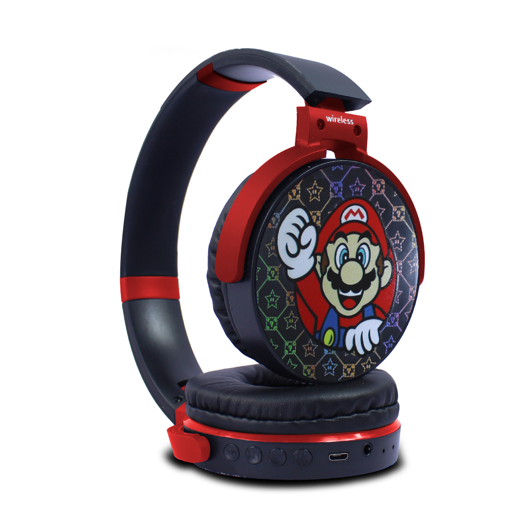 Audífonos Inalámbricos Playbox Mario Bros Negros con Bluetooth