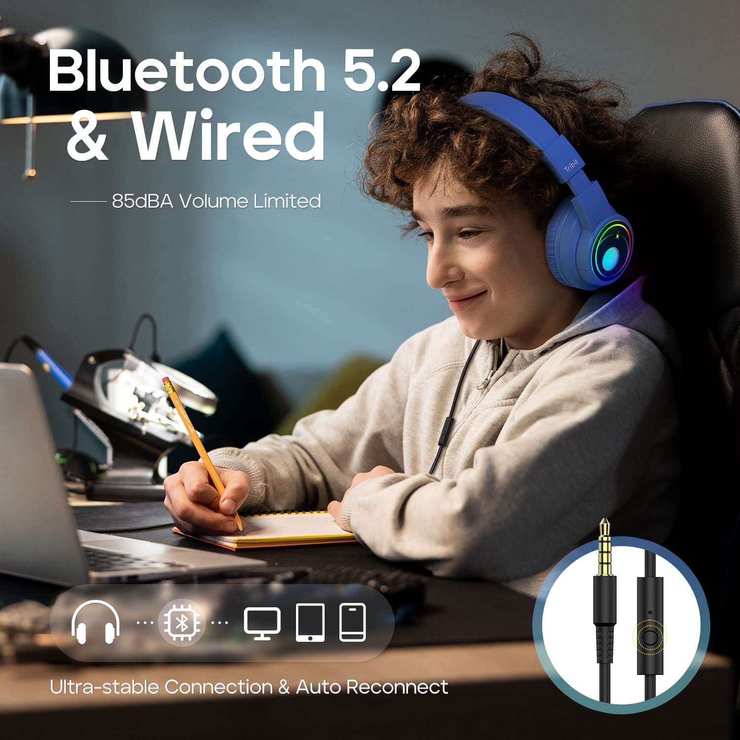 Foto 6 pulgar | Venta Internacional - Auriculares Bluetooth Tribit Starlet02 con Luces RGB para Niños