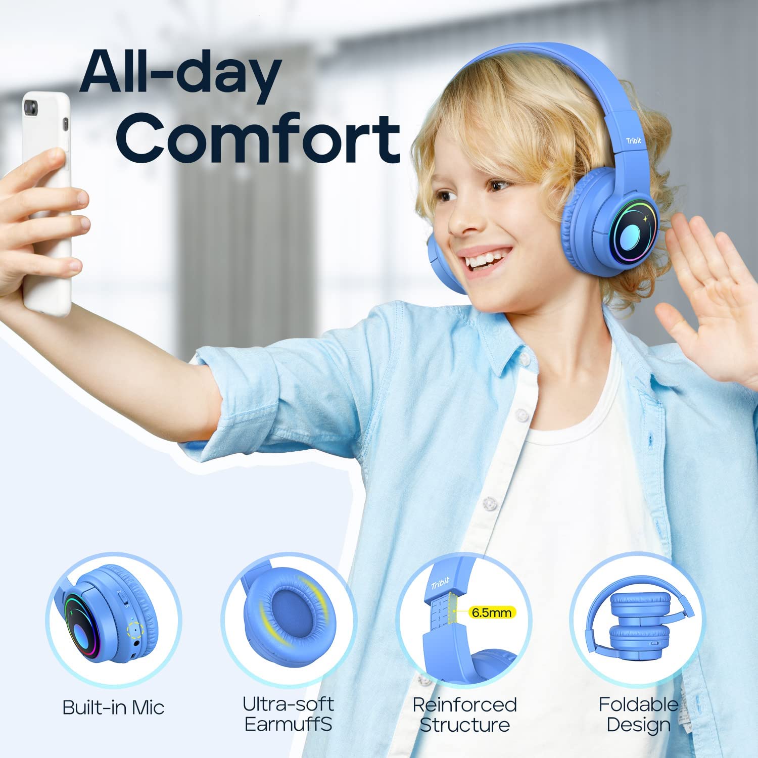 Foto 7 pulgar | Venta Internacional - Auriculares Bluetooth Tribit Starlet02 con Luces RGB para Niños