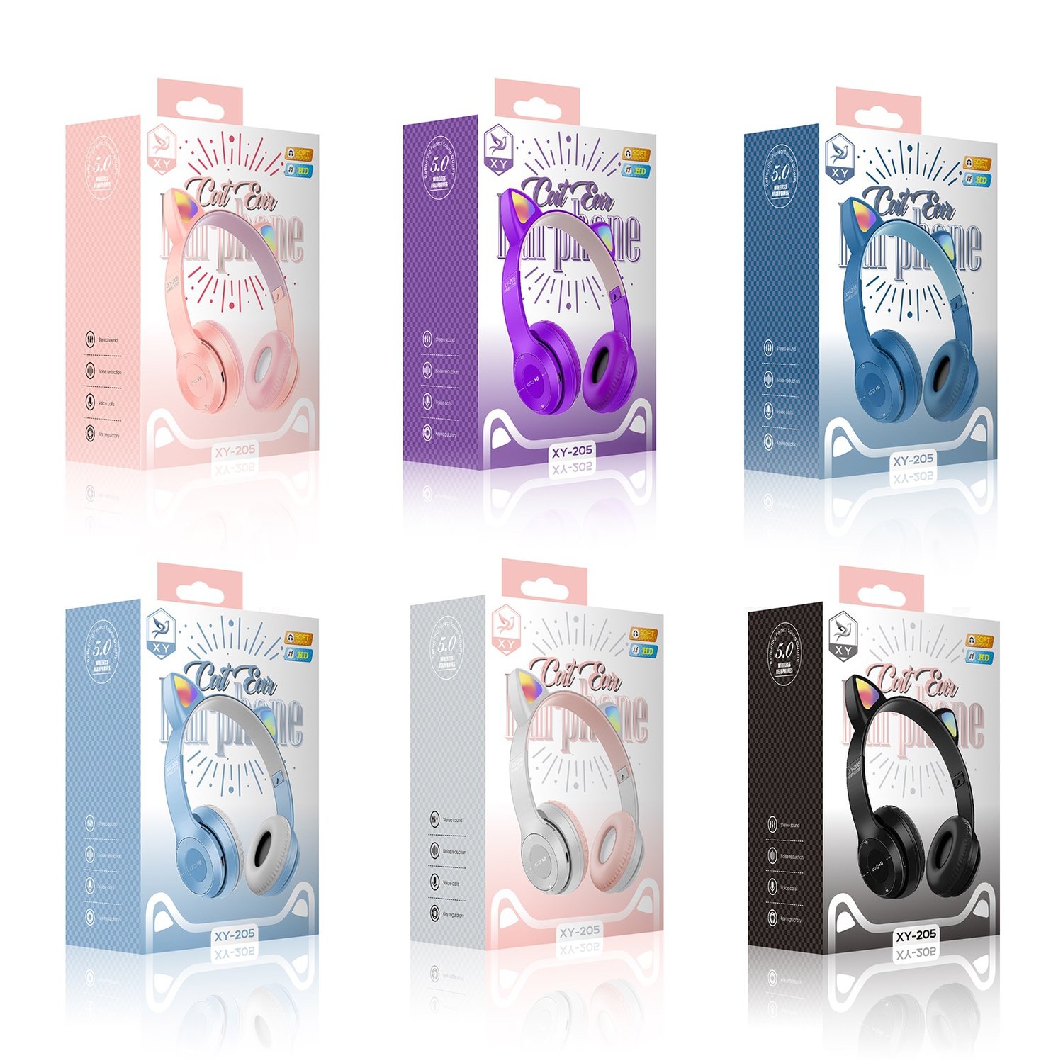 Foto 3 pulgar | Auriculares Inalámbricos P47M Cat Ear Negros con RGB para Niños - Venta Internacional