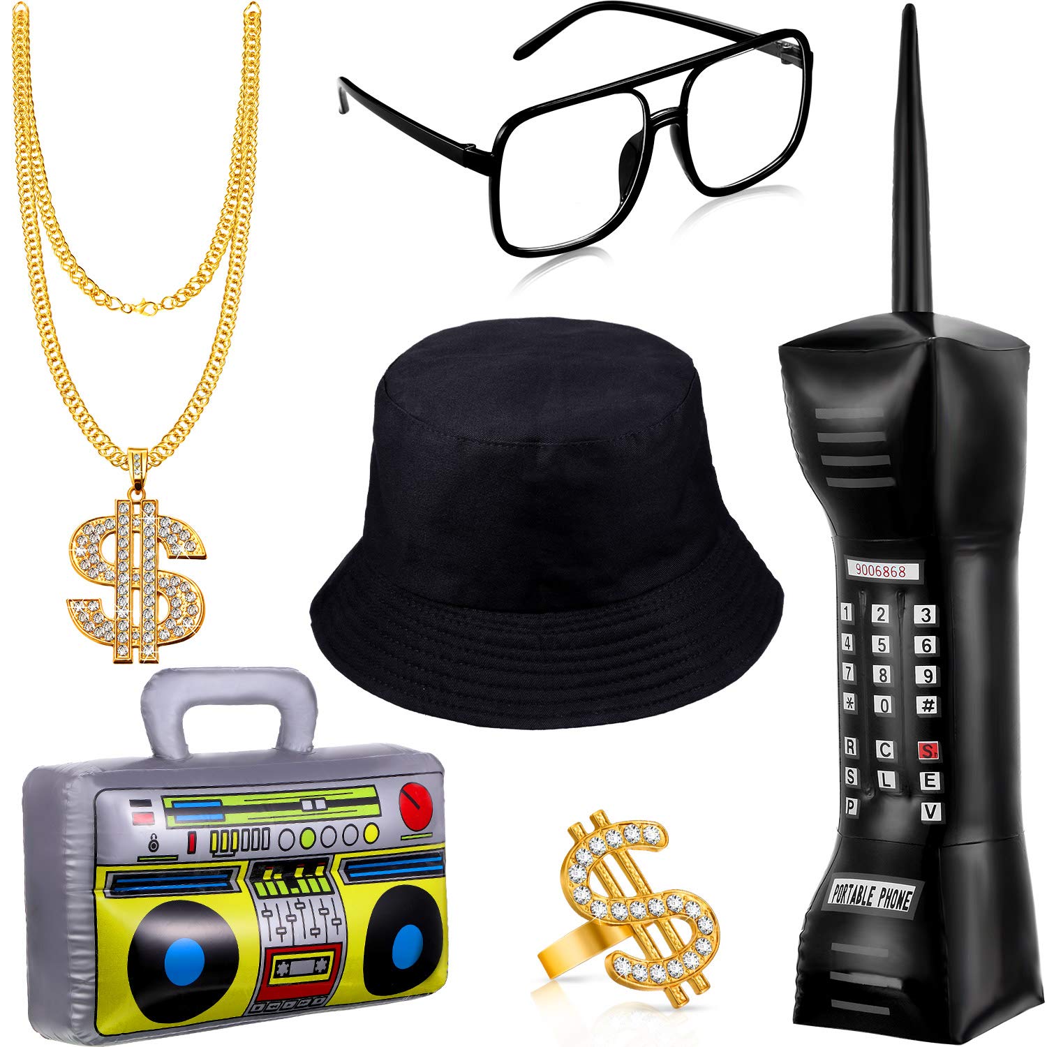 Kit De Disfraz Sumind De Hip Hop De Los 80 Y 90 Con Radio Inflable - Venta Internacional.