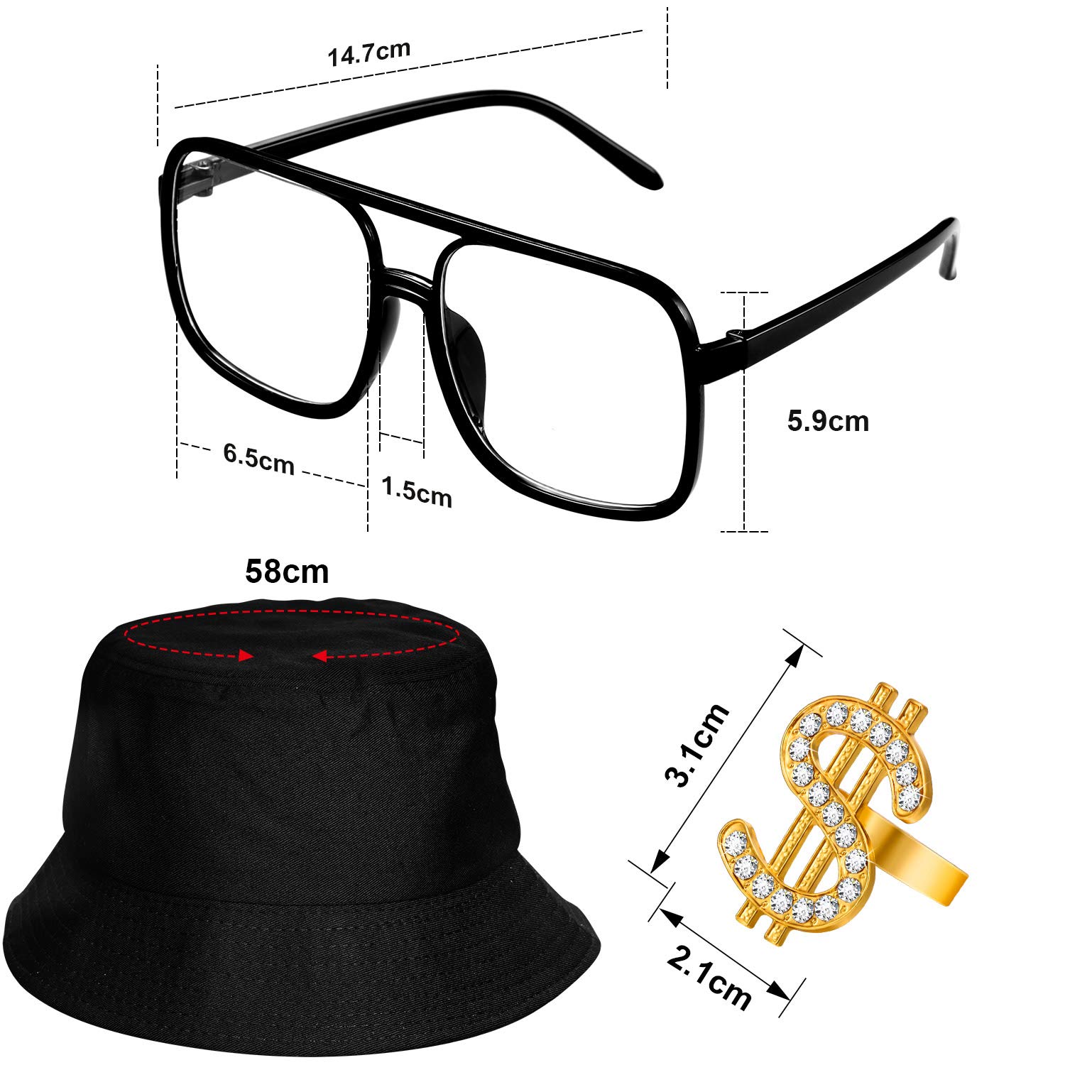 Foto 3 | Kit De Disfraz Sumind De Hip Hop De Los 80 Y 90 Con Radio Inflable - Venta Internacional.