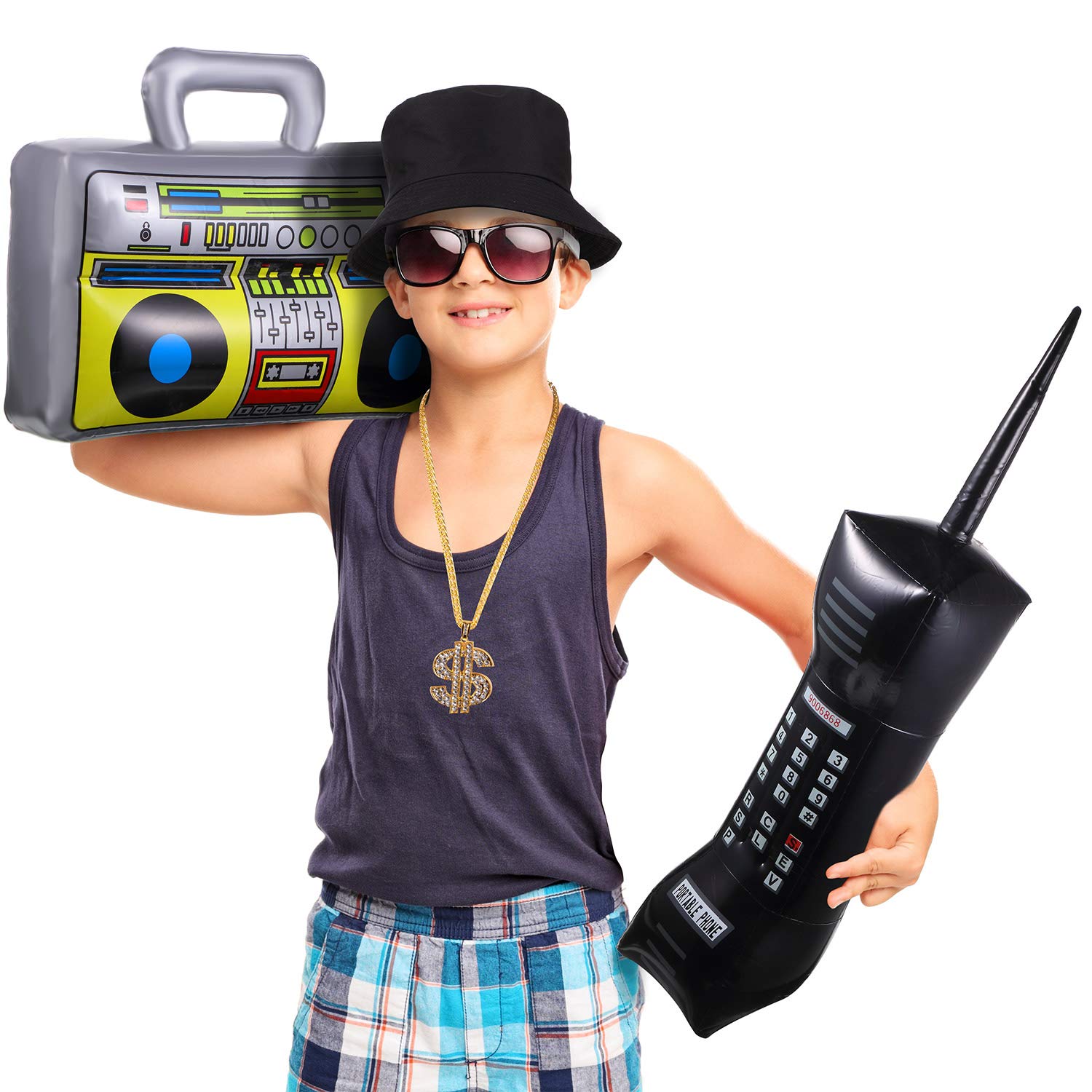 Foto 6 pulgar | Kit De Disfraz Sumind De Hip Hop De Los 80 Y 90 Con Radio Inflable - Venta Internacional.