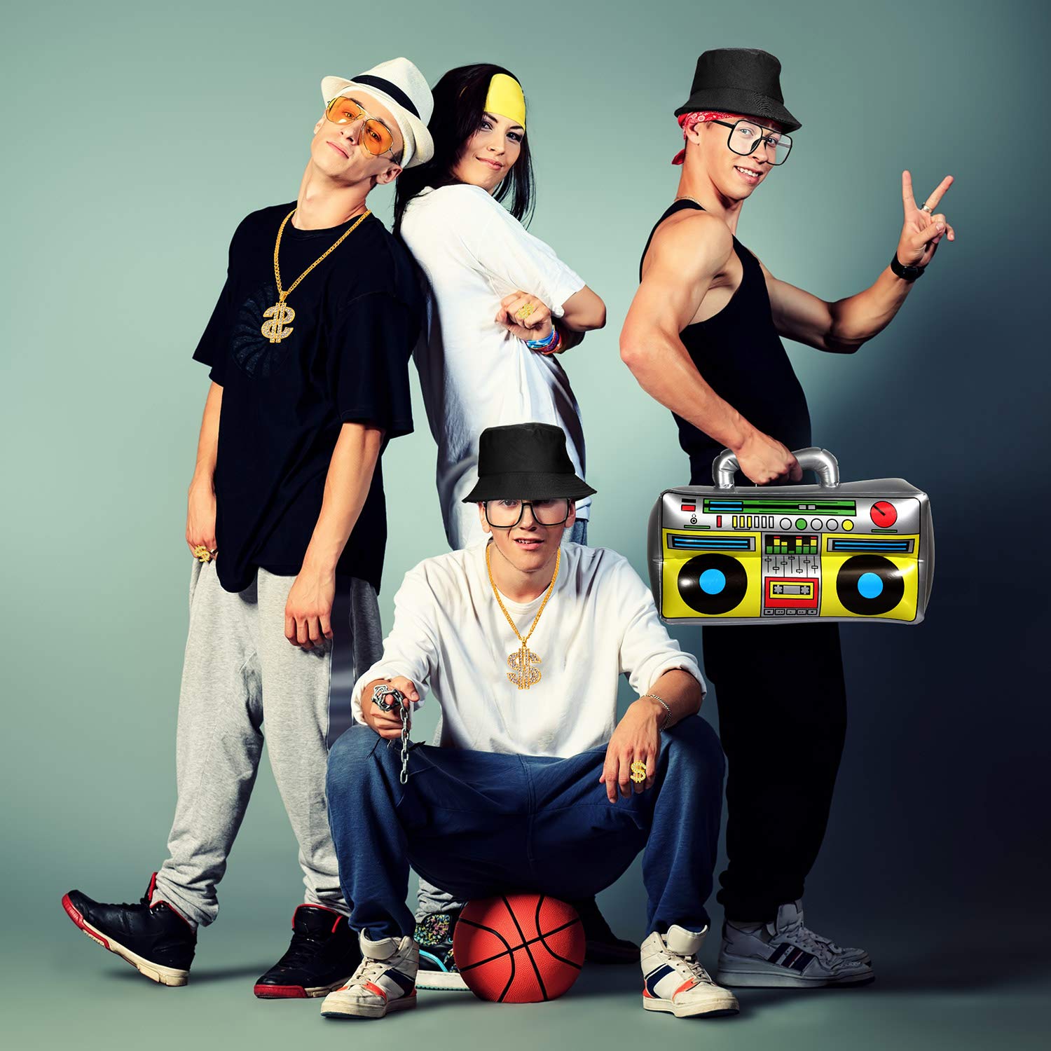 Foto 7 pulgar | Kit De Disfraz Sumind De Hip Hop De Los 80 Y 90 Con Radio Inflable - Venta Internacional.