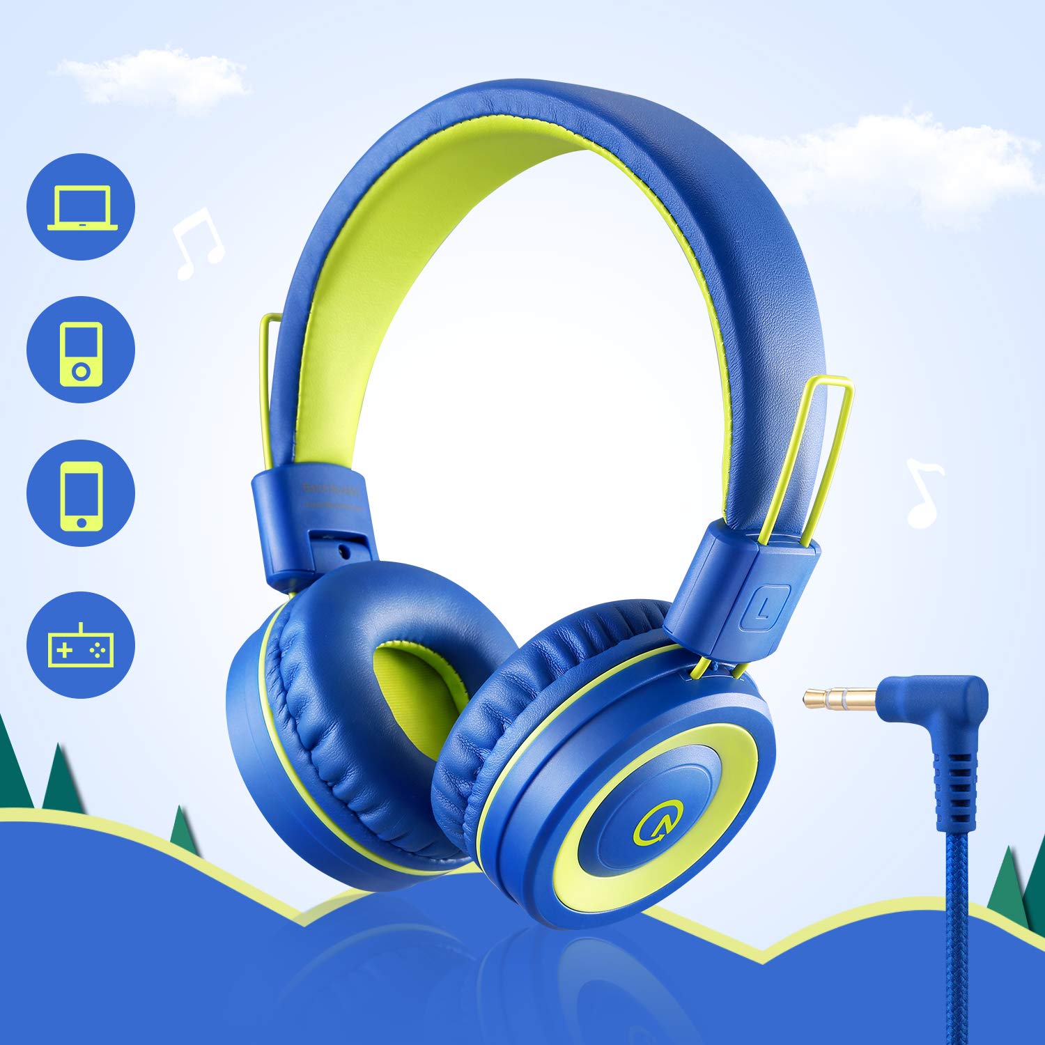 Foto 2 | Auriculares Noot Products K12 Kids con Micrófono 85db/94db Azul/Lima - Venta Internacional