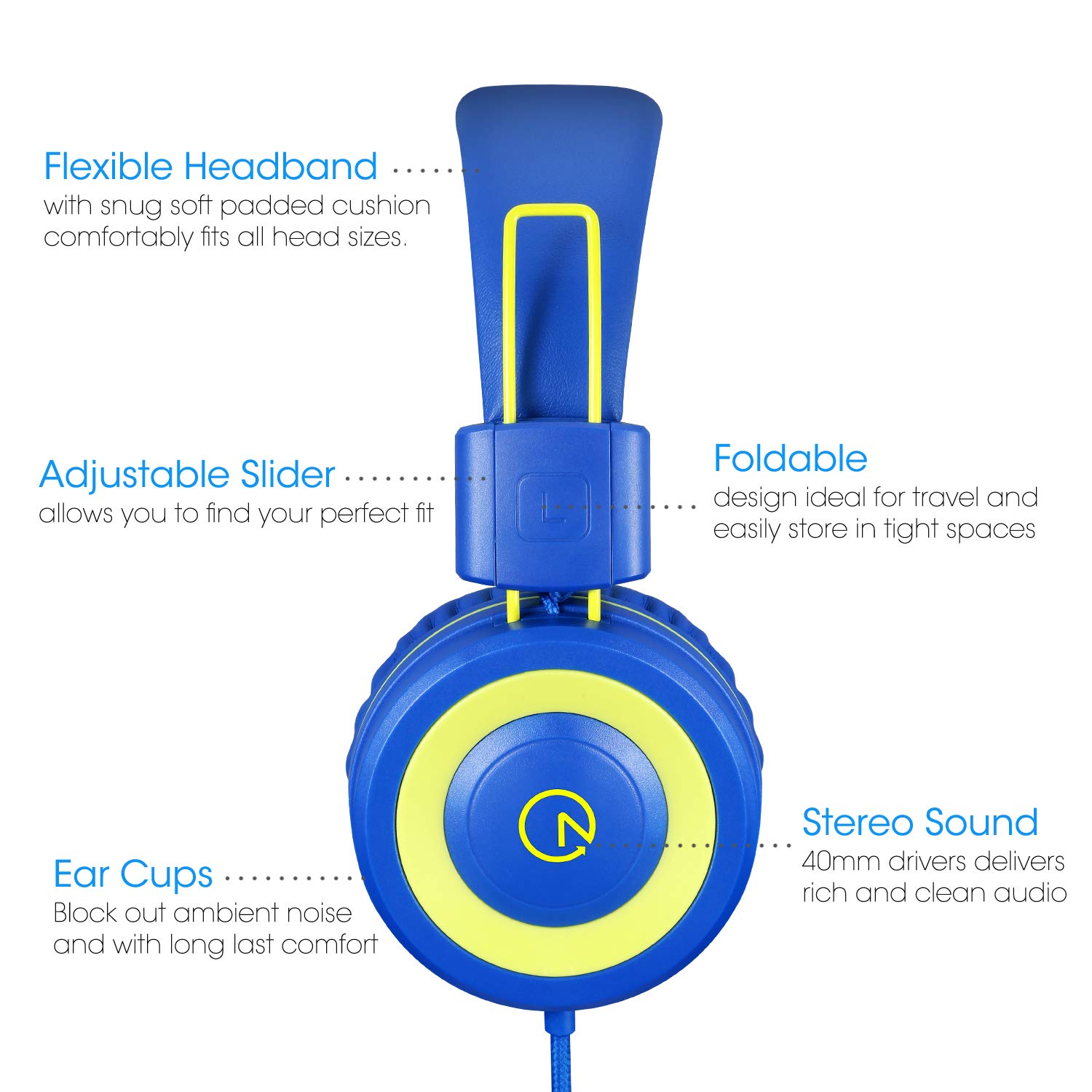 Foto 3 | Auriculares Noot Products K12 Kids con Micrófono 85db/94db Azul/Lima - Venta Internacional