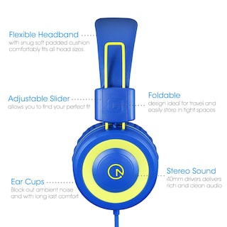 Foto 3 | Auriculares Noot Products K12 Kids con Micrófono 85db/94db Azul/Lima - Venta Internacional