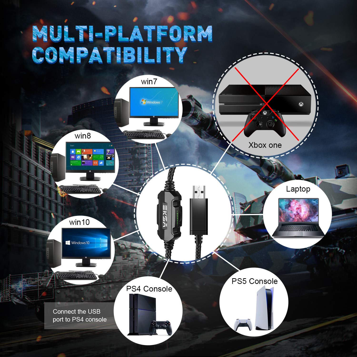 Foto 7 pulgar | Auriculares Para Juegos Eksa E1000 Con Micrófono Con Cancelación De Ruido Y Luz Rgb - Venta Internacional.