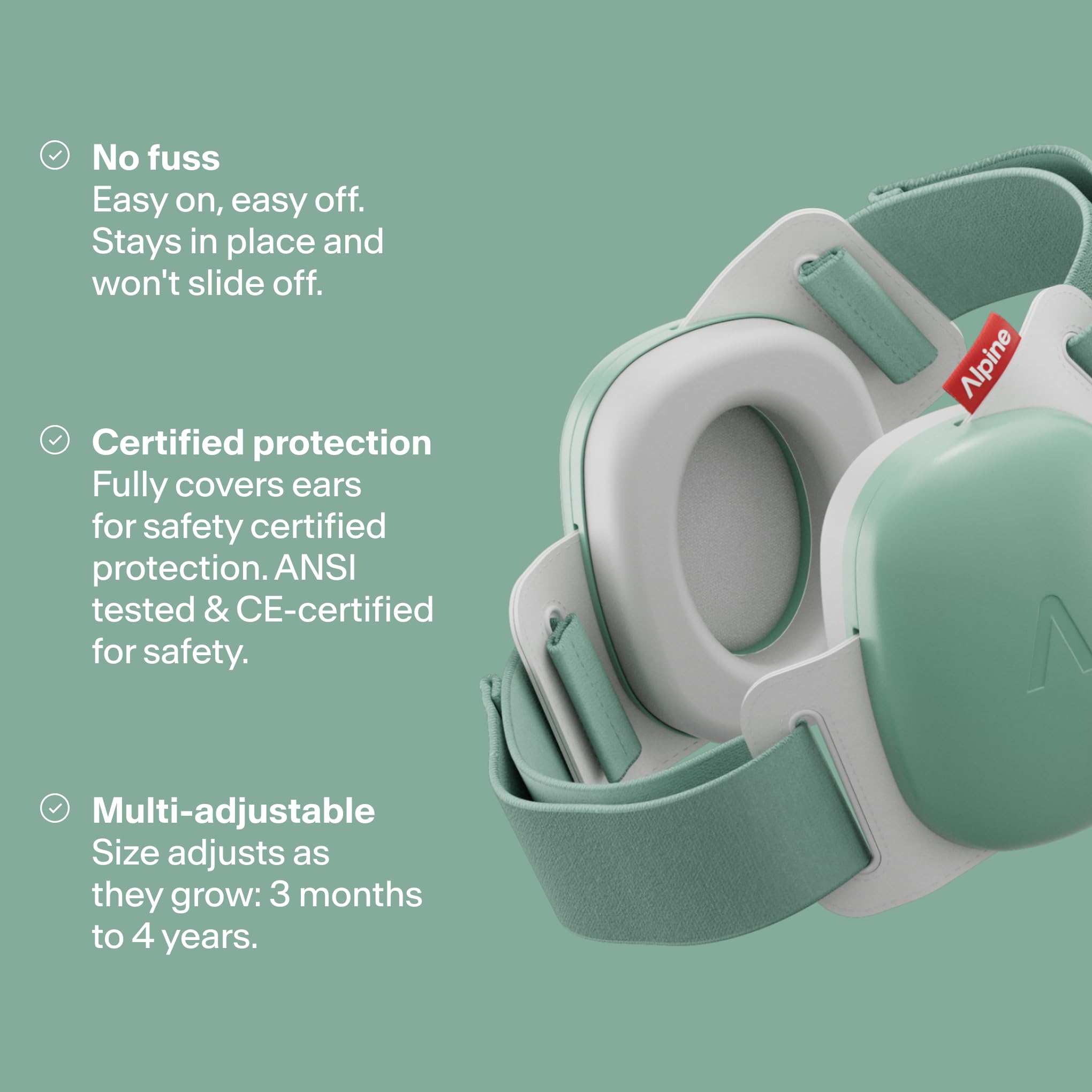 Foto 4 pulgar | Orejeras Para Bebés Alpine Muffy Baby Con Protección Contra El Ruido, Color Verde - Venta Internacional.