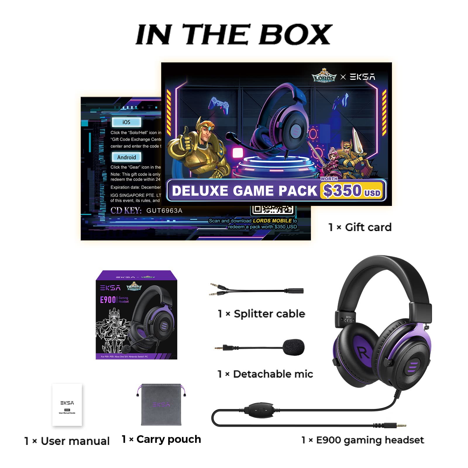Foto 3 pulgar | Auriculares para Juegos Eksa E900 y Lords Mobile con Micrófono Desmontable - Venta Internacional