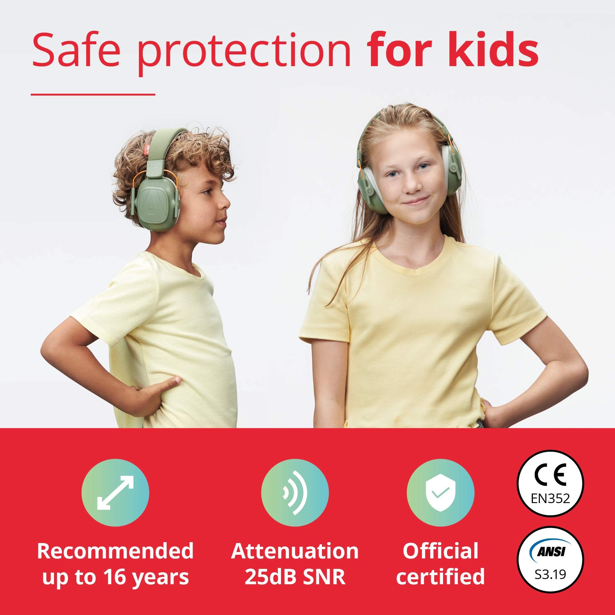 Foto 2 | Auriculares Con Cancelación De Ruido Alpine Muffy Kids Green 25db - Venta Internacional.