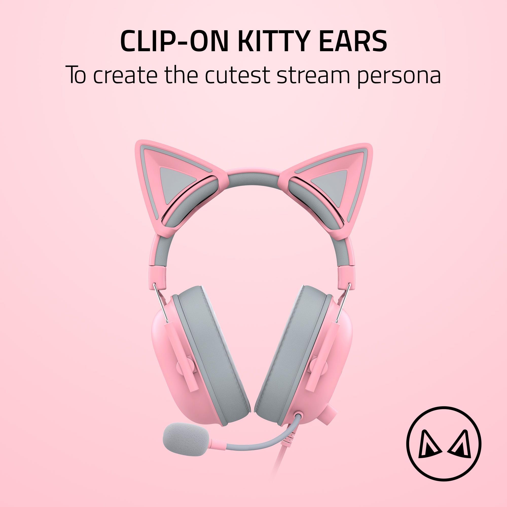 Foto 3 pulgar | Orejas de Gato Razer V2 Rosa con Clip para Auriculares - Venta Internacional