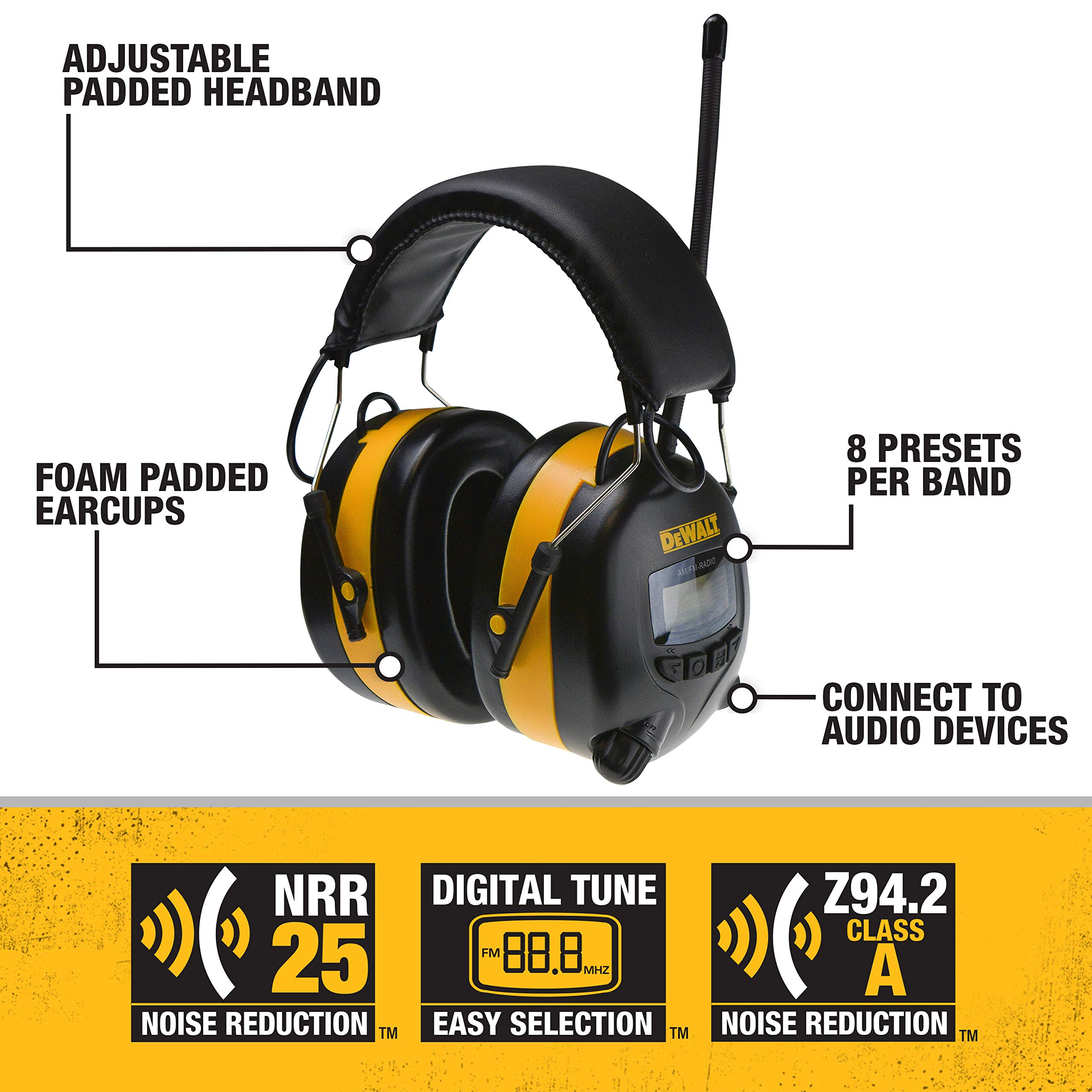 Foto 3 pulgar | Orejeras Dewalt Dpg15 Am/fm Digital Tune Con Conexión Aux - Venta Internacional.