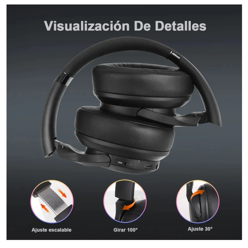 Foto 5 | Audífonos Con Cancelación De Ruido Lab.g   Inalámbrico Diadema Anc Bt5.3 Negro