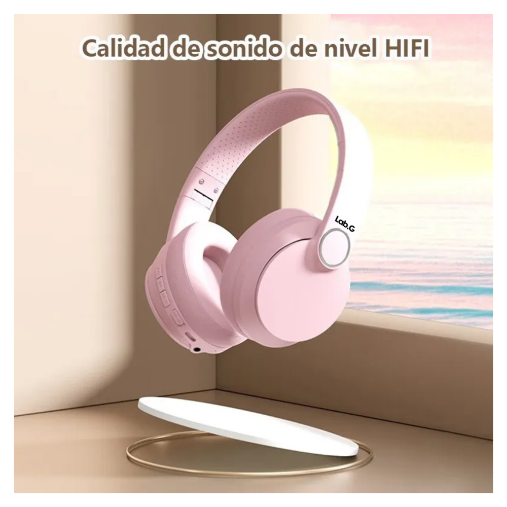 Foto 3 pulgar | Auriculares Bluetooth Inalámbricos De Diadema Con Micrófono Lab.g  Rosa