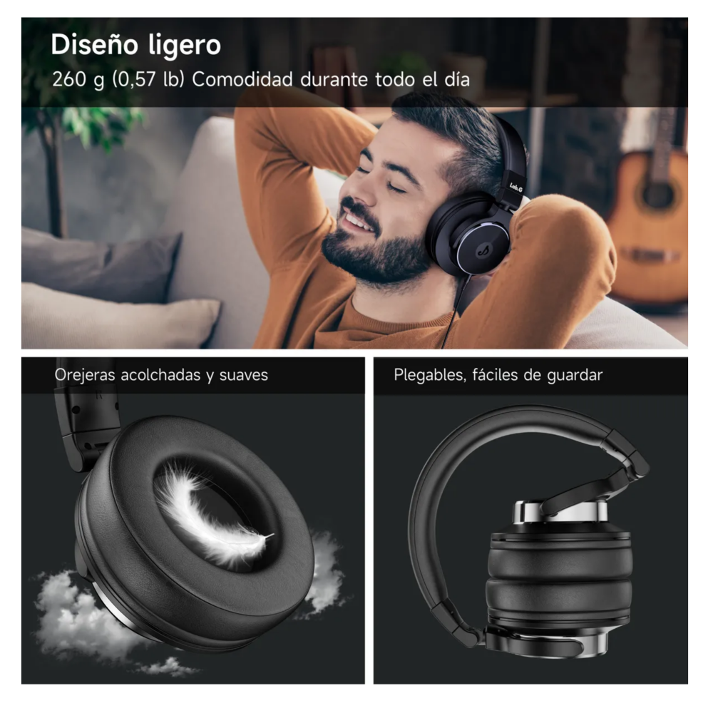 Foto 4 pulgar | Audífonos Dj Con Cable Para Estudio Y Monitorización  50mm Lab.gnegro