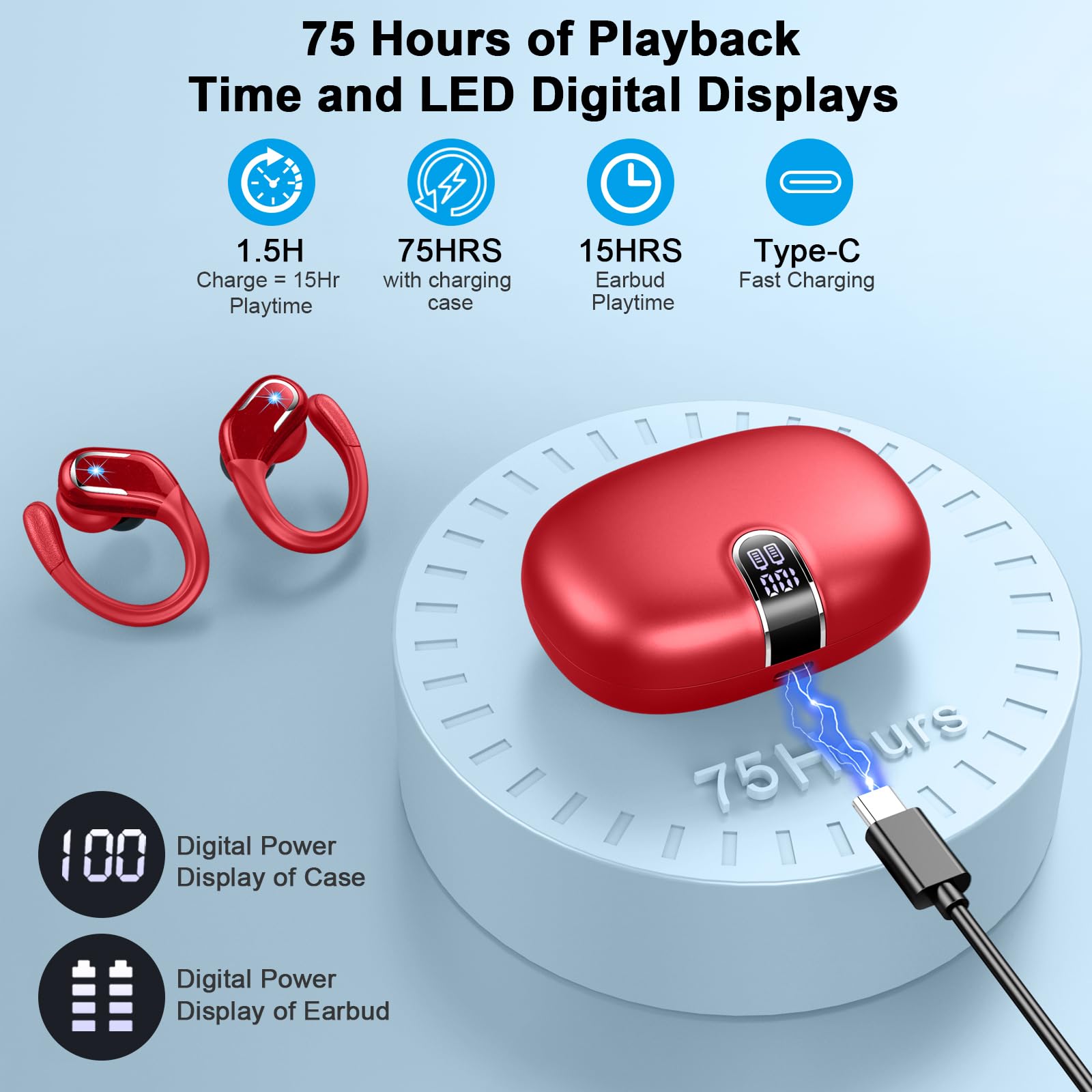 Foto 4 pulgar | Auriculares Inalámbricos Bluetooth 5.4 75 Horas Playtime Ltinist - Venta Internacional.