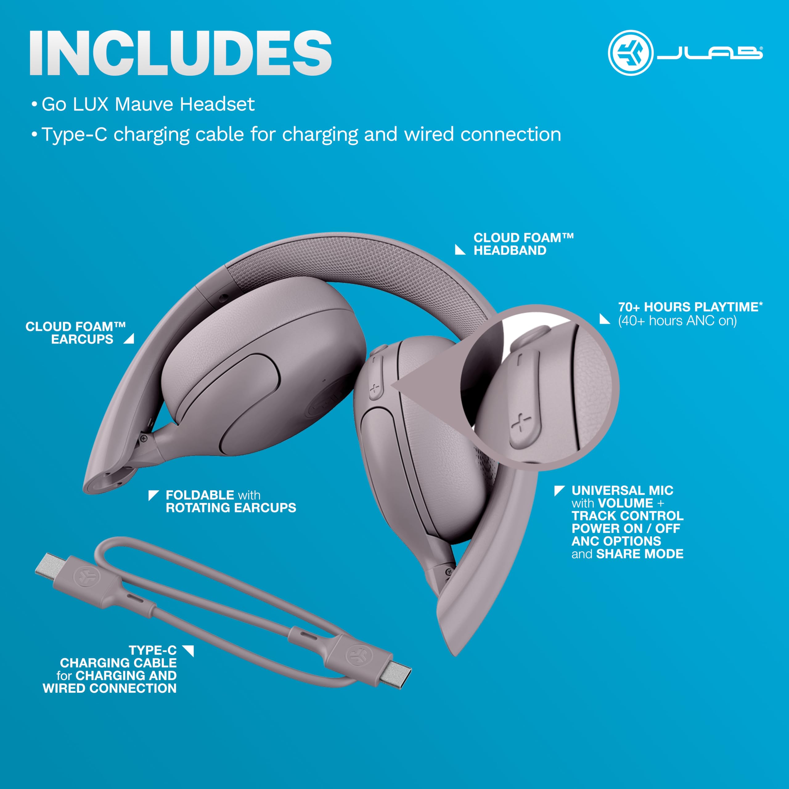 Foto 8 pulgar | Auriculares Inalámbricos Jlab Go Lux Anc Mauve Con Sonido Personalizado - Venta Internacional.
