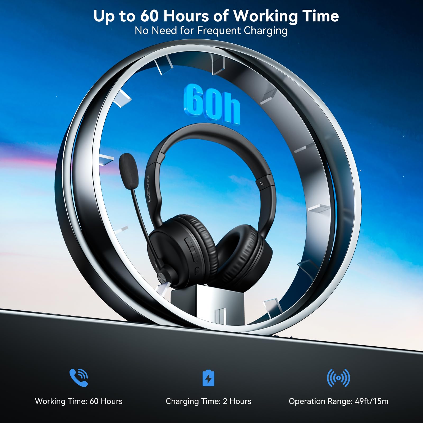 Foto 4 pulgar | Auriculares Bluetooth Levn Auriculares Bluetooth Con Micrófono 60 Horas - Venta Internacional.