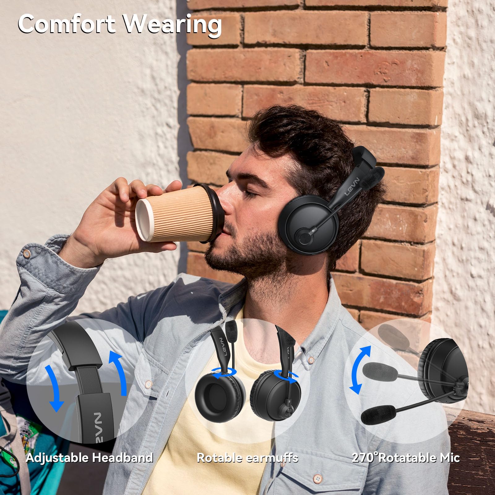 Foto 6 pulgar | Auriculares Bluetooth Levn Auriculares Bluetooth Con Micrófono 60 Horas - Venta Internacional.
