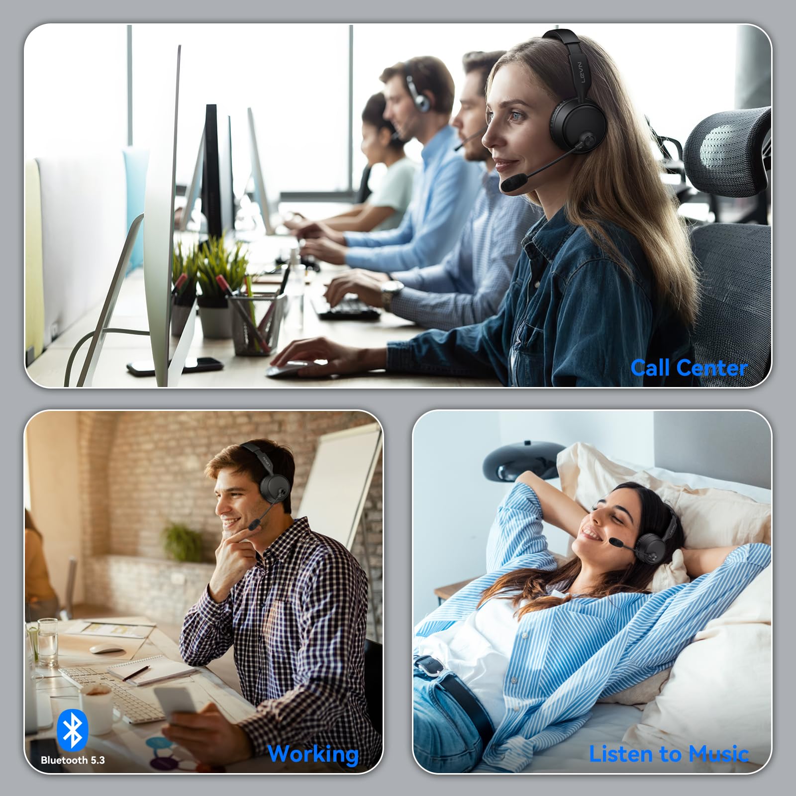 Foto 7 | Auriculares Bluetooth Levn Auriculares Bluetooth Con Micrófono 60 Horas - Venta Internacional.