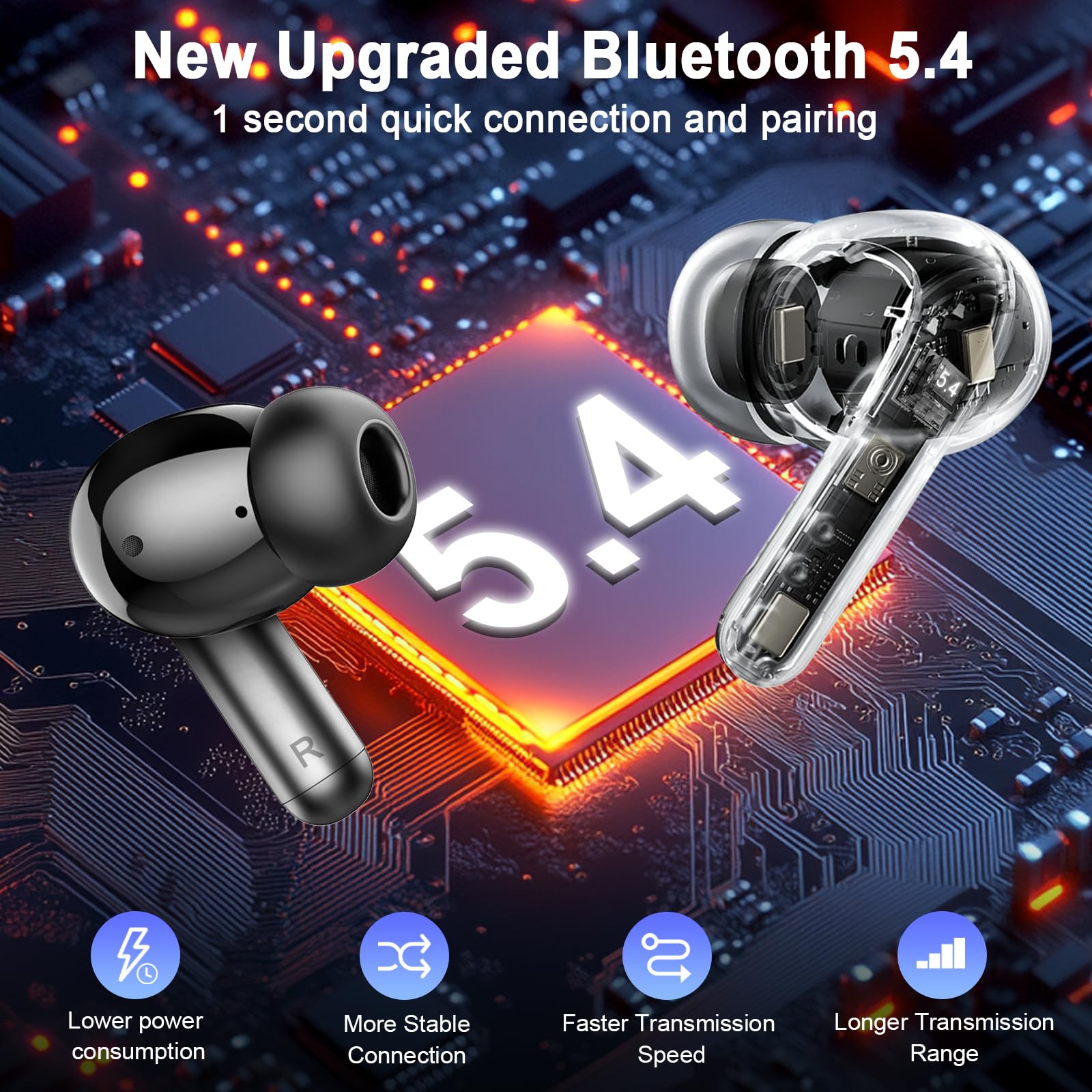 Foto 3 pulgar | Auriculares Inalámbricos Rinsmola 2025 Bluetooth 5.4 36hrs Ip7 Negros - Venta Internacional.