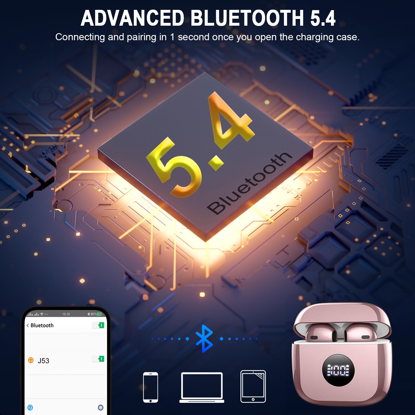 Foto 3 pulgar | Auriculares Inalámbricos Jxrev Bluetooth 5.4 Hifi Stereo Con 4 Micrófonos Ip7 - Venta Internacional.