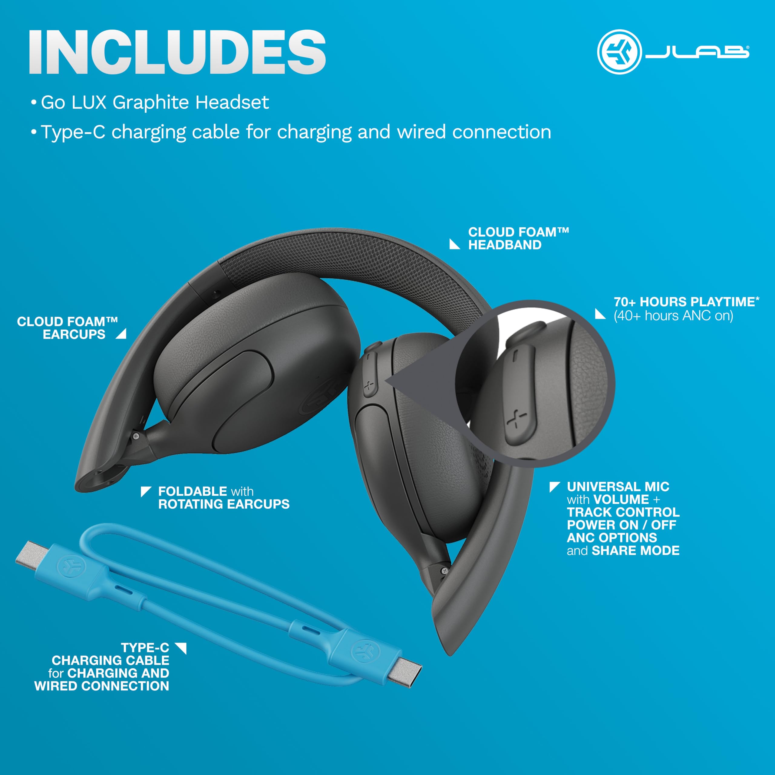Foto 8 pulgar | Auriculares Inalámbricos Jlab Go Lux Anc Graphite Con Cancelación De Ruido - Venta Internacional.