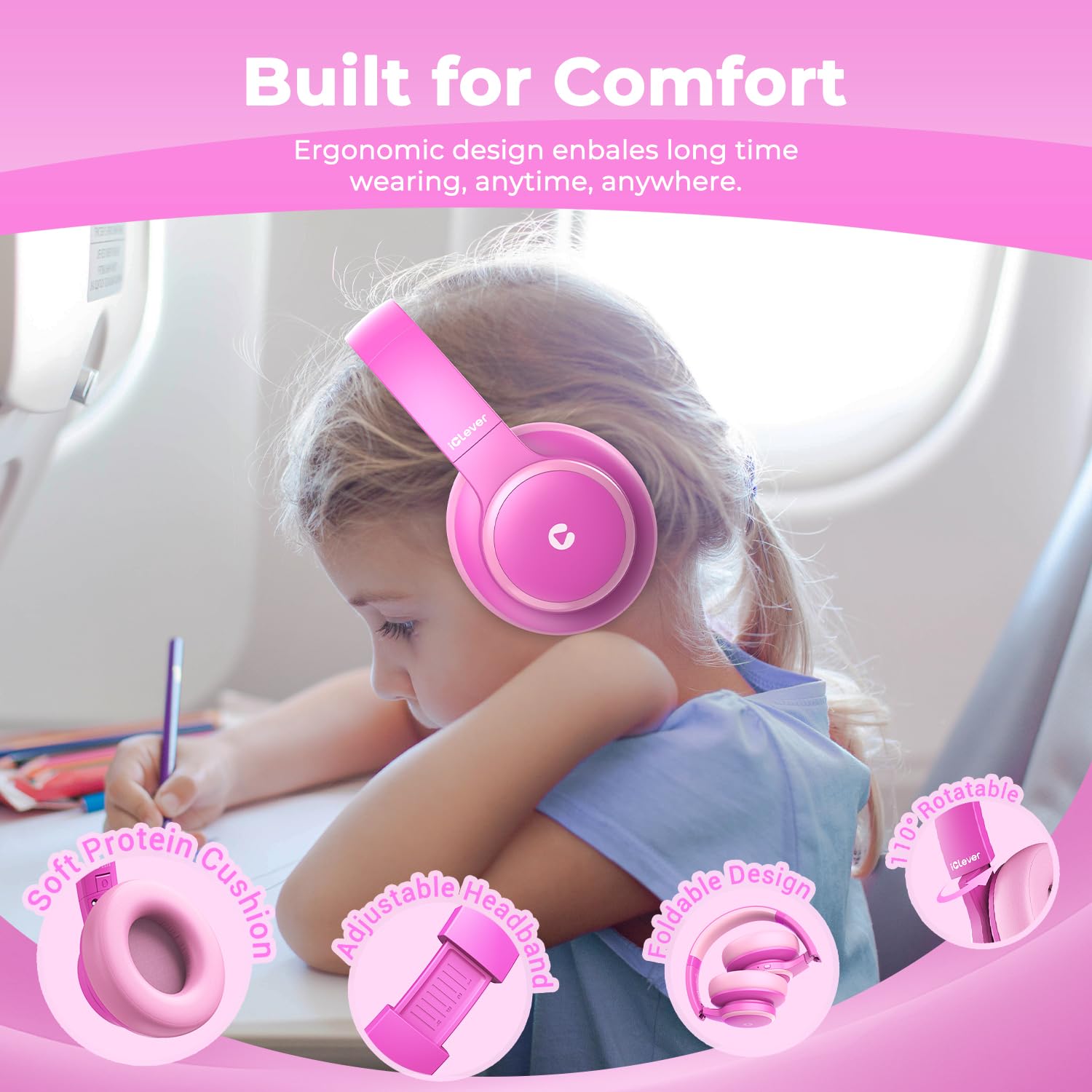 Foto 7 pulgar | Auriculares Inalámbricos Con Cancelación De Ruido Iclever Bth26 Para Niños - Venta Internacional.