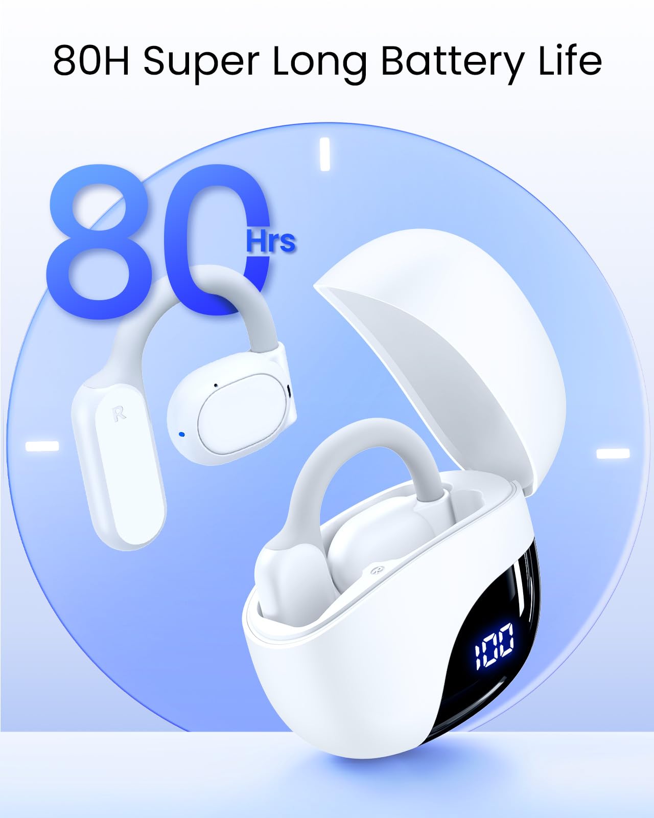Foto 3 pulgar | Auriculares Abiertos Tagry K08 Bluetooth 5.3 80 Horas Blancos - Venta Internacional.