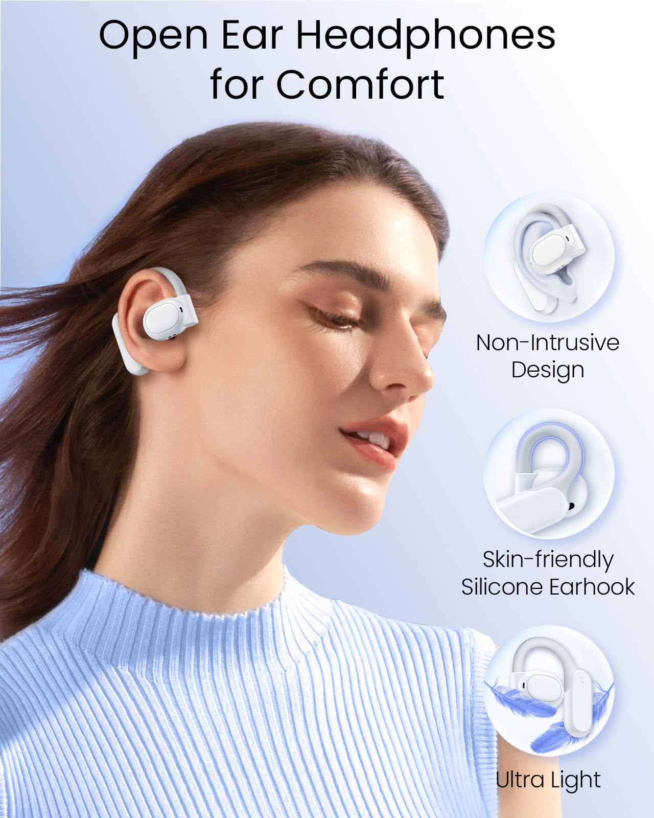 Foto 4 pulgar | Auriculares Abiertos Tagry K08 Bluetooth 5.3 80 Horas Blancos - Venta Internacional.
