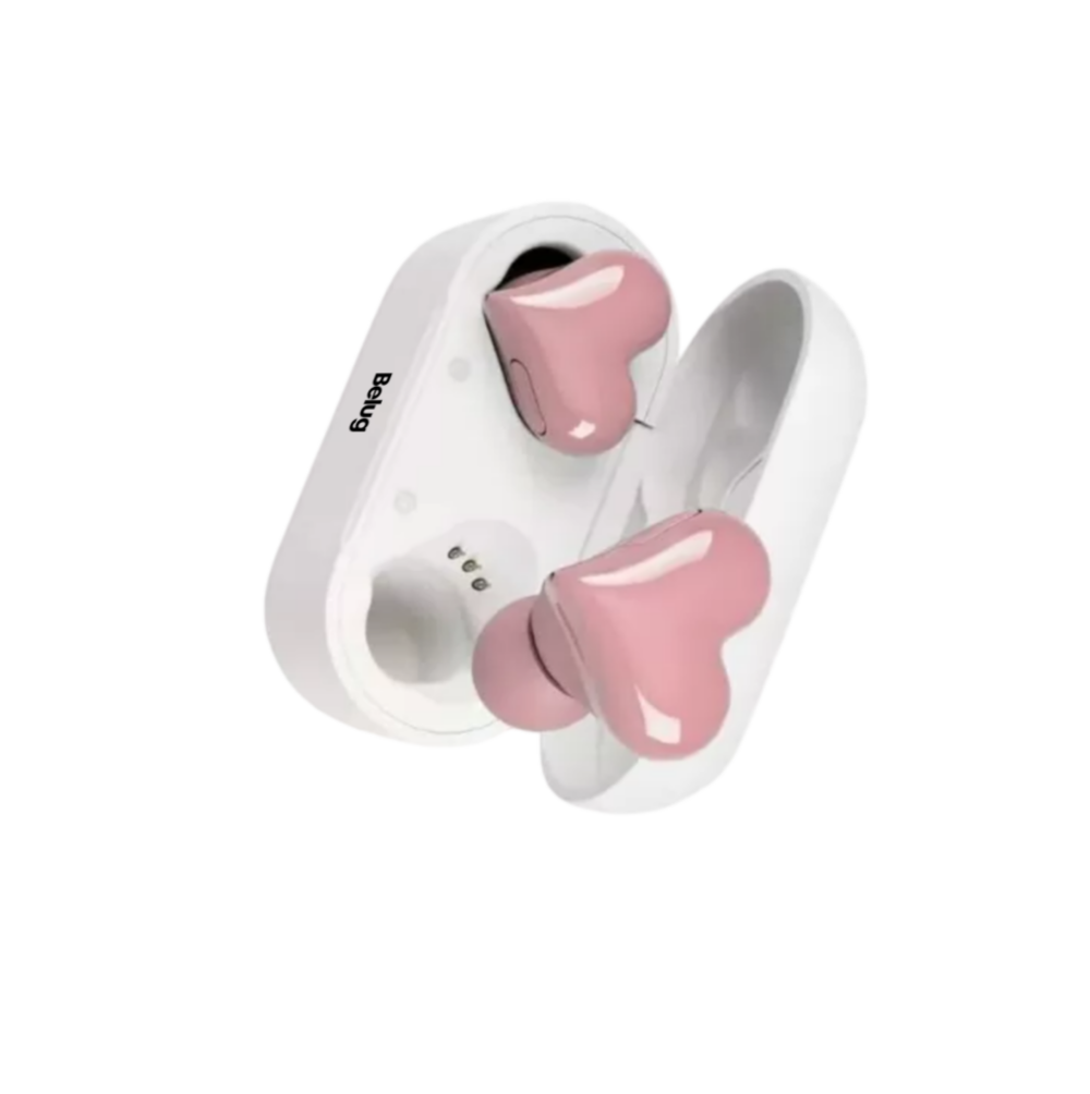 Foto 3 pulgar | Auriculares En Forma De Corazón, Belug Bluetooth Cancelación Ruido Corazón, Blanco/rosa