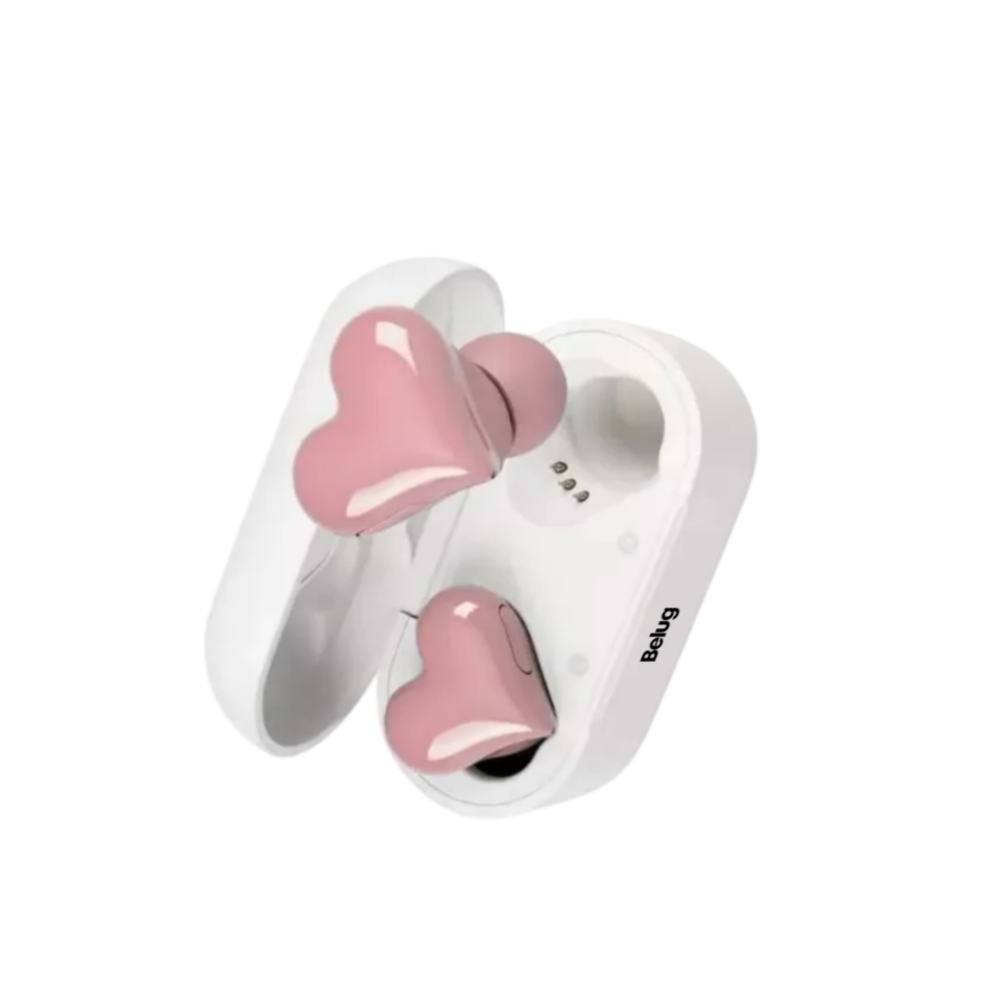 Foto 4 pulgar | Auriculares En Forma De Corazón, Belug Bluetooth Cancelación Ruido Corazón, Blanco/rosa
