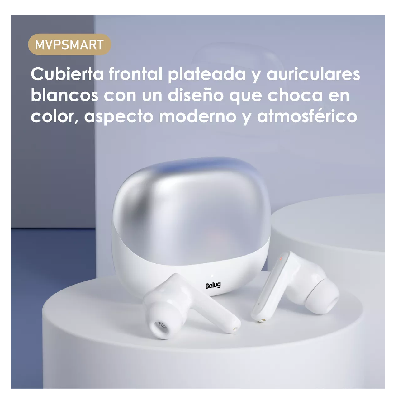 Foto 3 pulgar | Auriculares Bluetooth Inalámbricos Led, Belug Blanco/plata