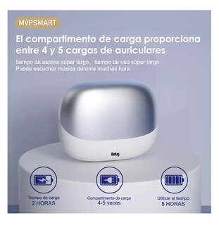 Foto 3 | Auriculares Bluetooth Inalámbricos Led, Belug Blanco/plata