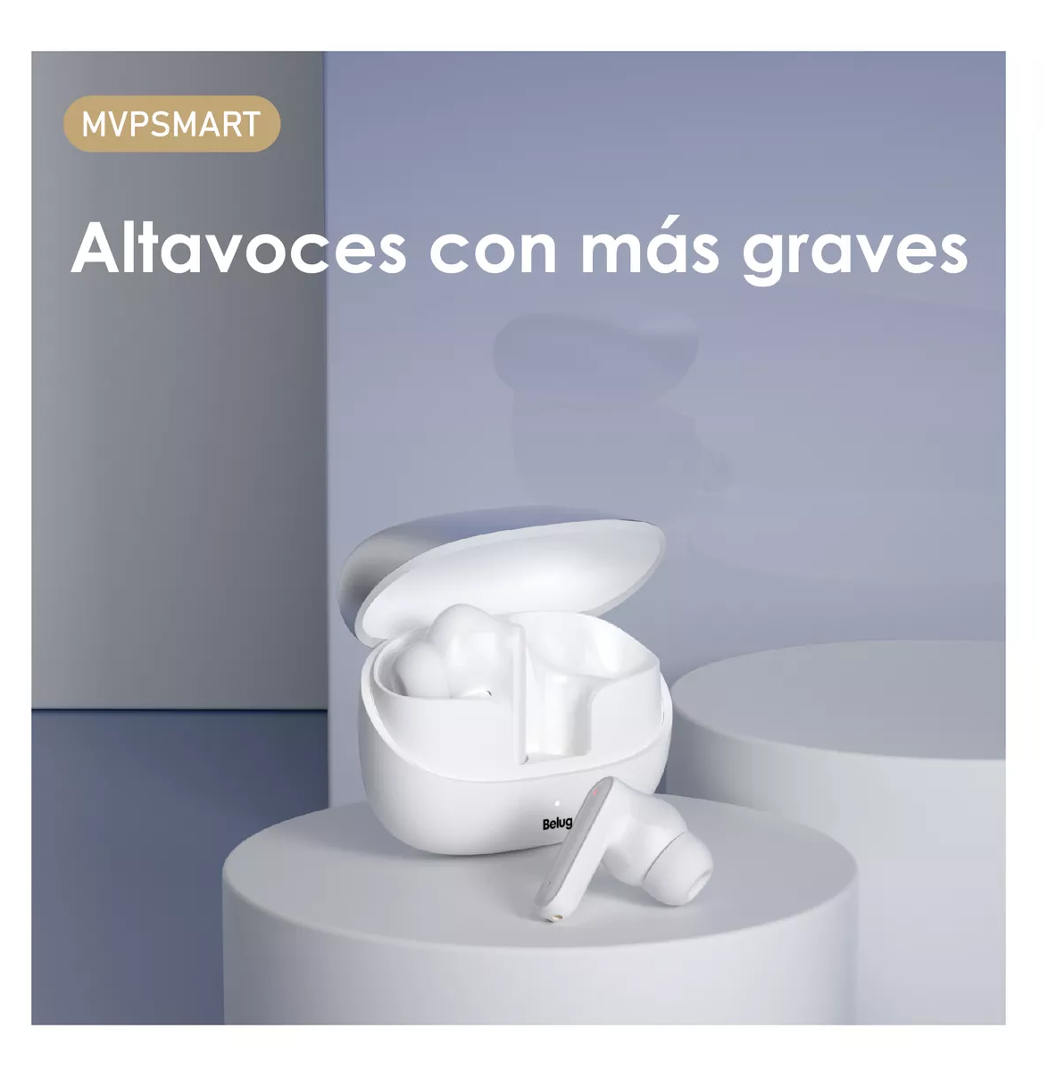 Foto 5 pulgar | Auriculares Bluetooth Inalámbricos Led, Belug Blanco/plata