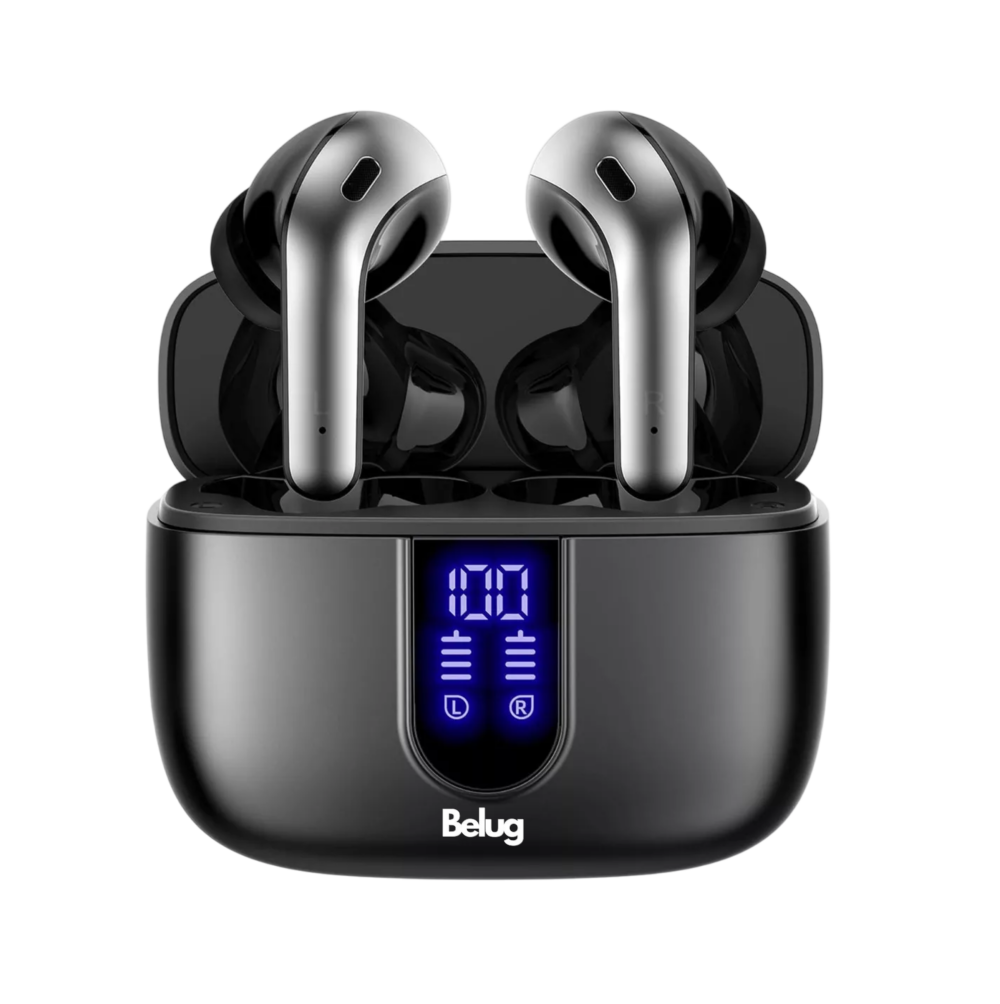 Auriculares Inalámbricos Manos Libres 60 Horas, Belug  Negro
