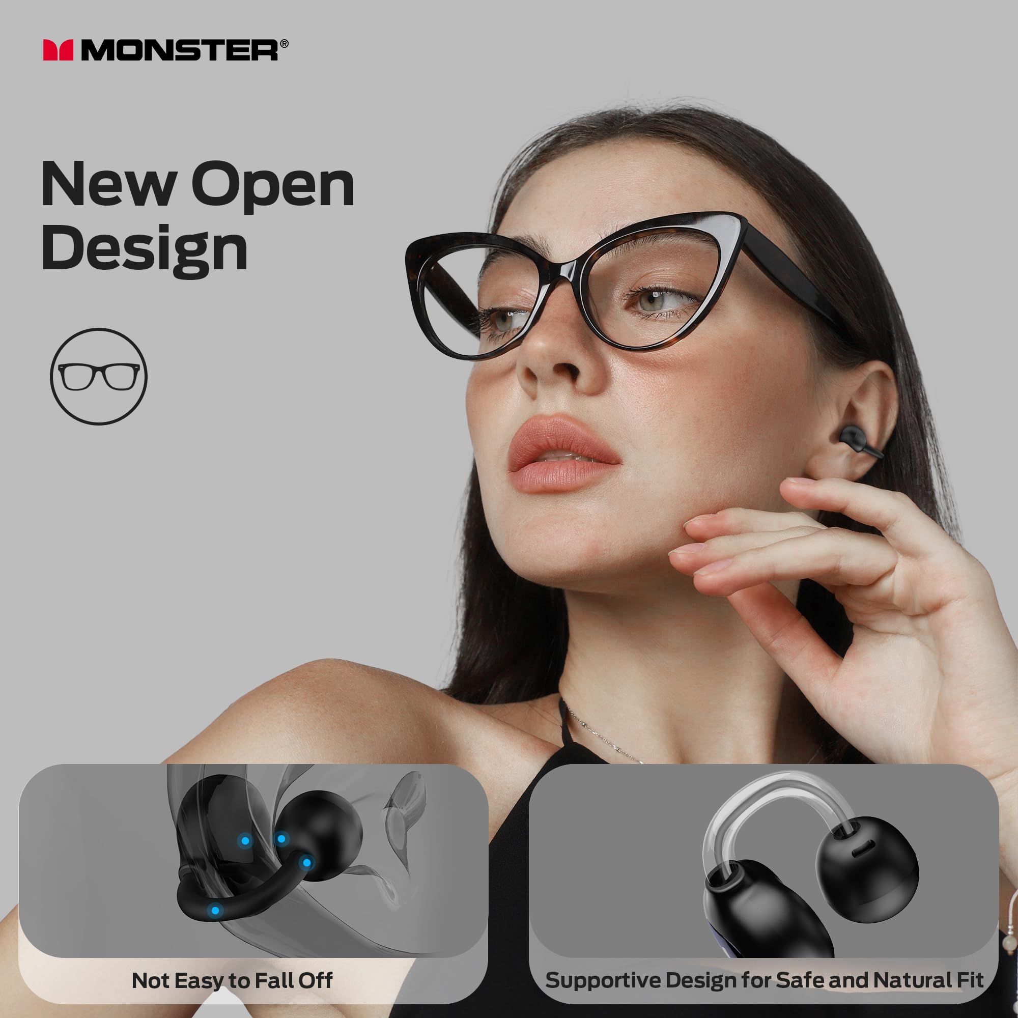 Foto 3 pulgar | Auriculares Monster Open Ear AC339 Bluetooth 6.0 IPX6 Impermeables - Venta Internacional